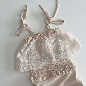 BELLE CHIARA Smocked Bobbin Lace Swimsuit 2Y